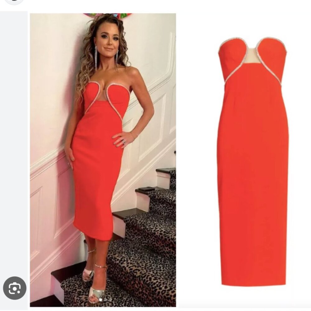 Self-Portrait Red Strapless Dress